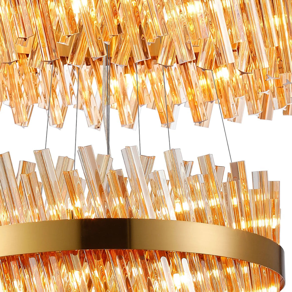 Regent Chatou 4 Tier 58 Light Pendant Light - Brass / Amber