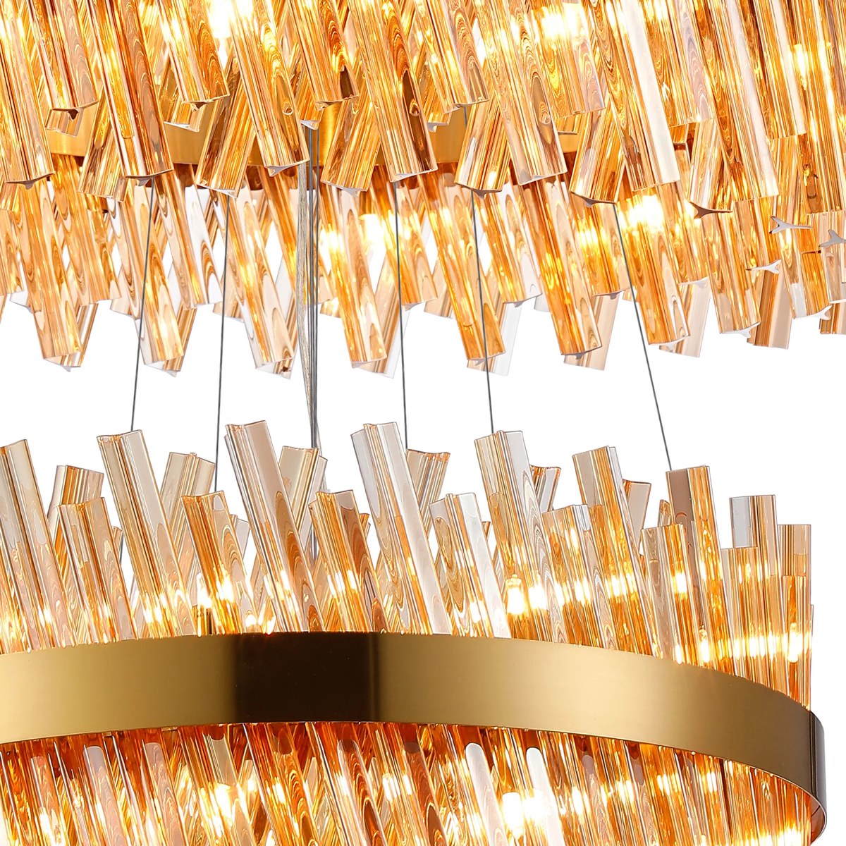 Regent Chatou 4 Tier 58 Light Pendant Light - Brass / Amber