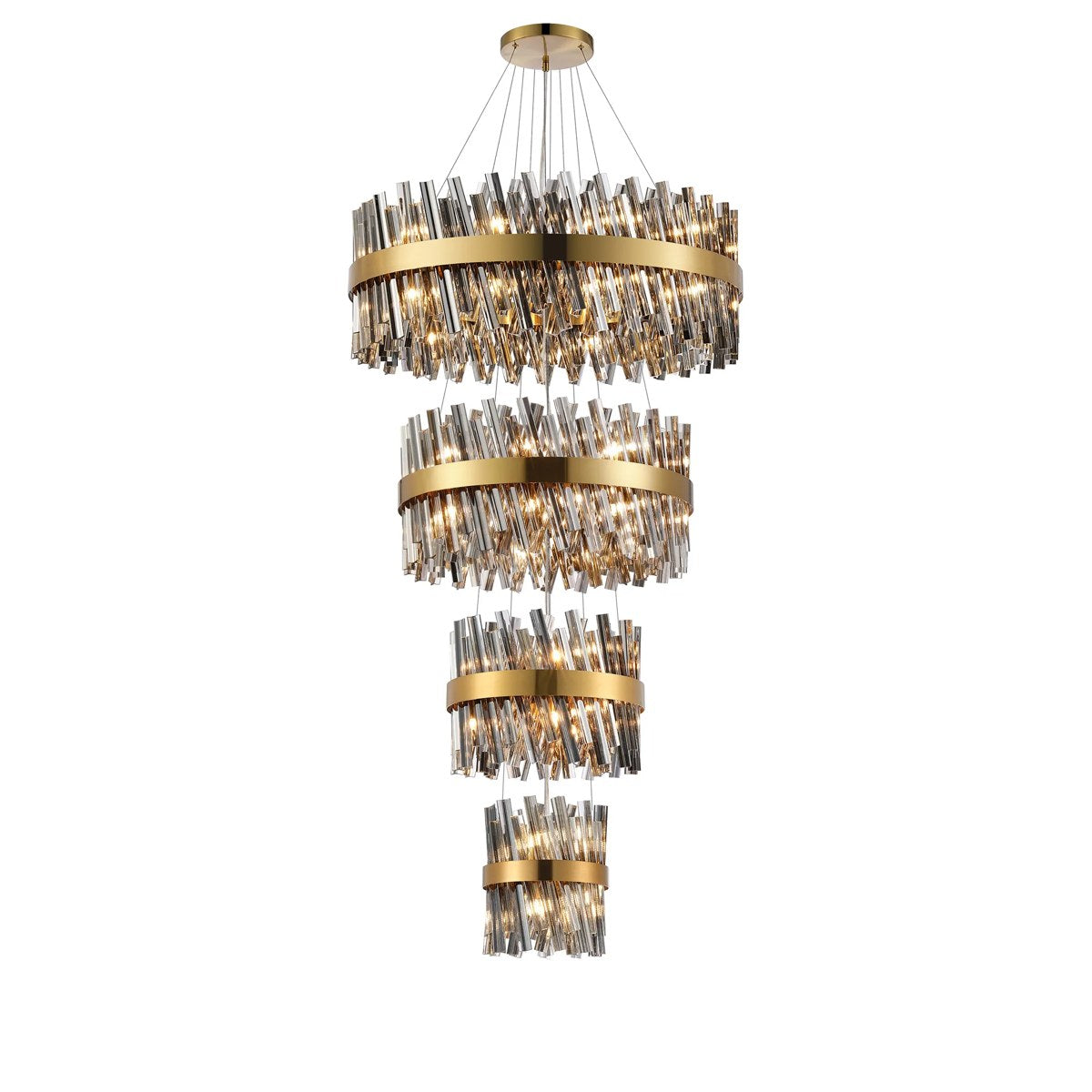 Regent Chatou 4 Tier 58 Light Pendant Light - Brass / Smoke