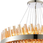 Regent Chatou 4 Tier 58 Light Pendant Light - Polished Nickel / Amber