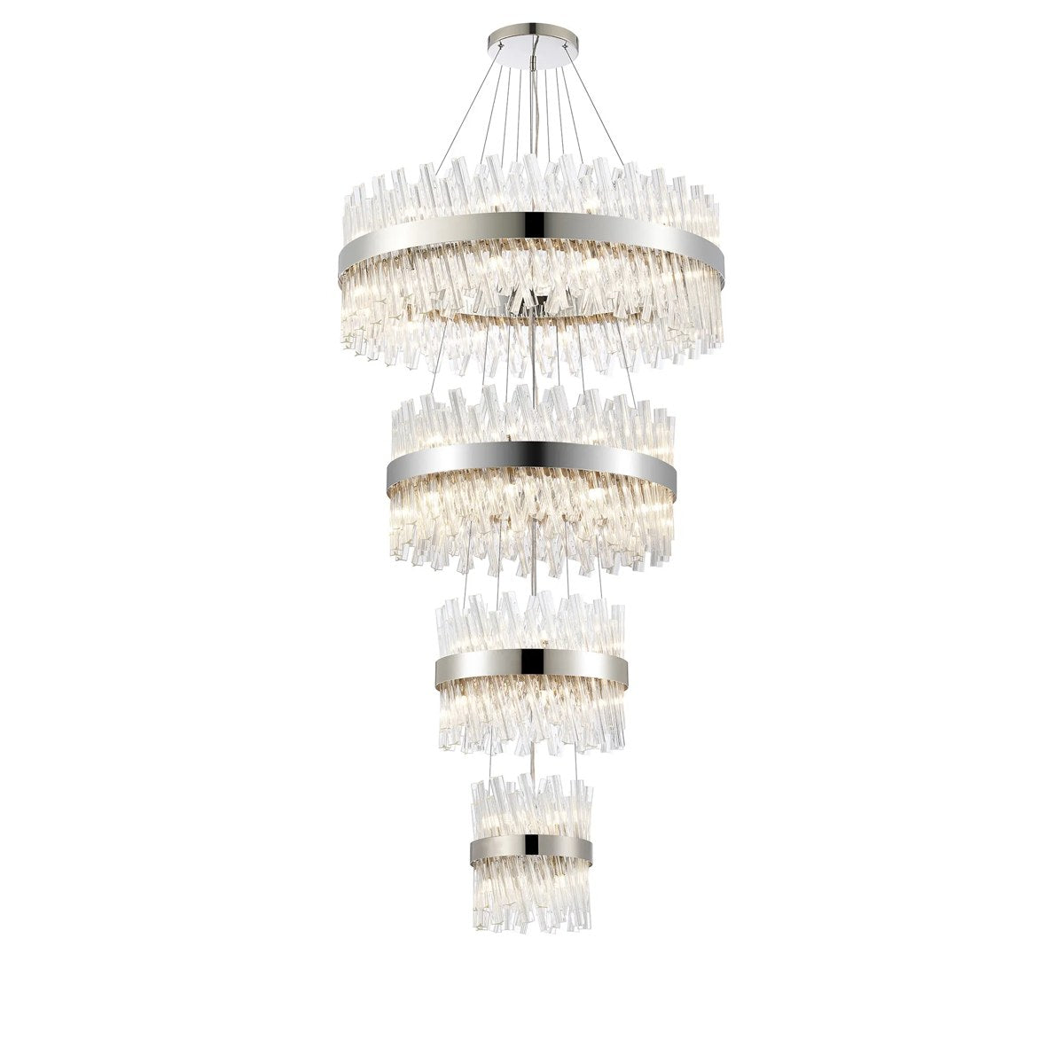 Regent Chatou 4 Tier 58 Light Pendant Light - Polished Nickel / Clear
