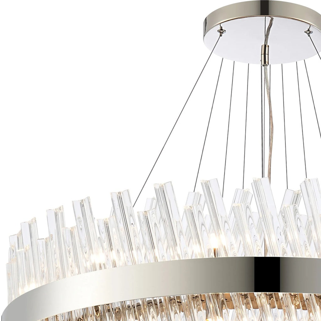 Regent Chatou 4 Tier 58 Light Pendant Light - Polished Nickel / Clear