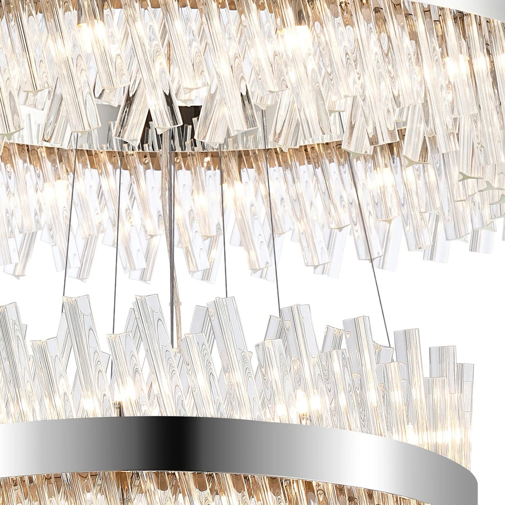 Regent Chatou 4 Tier 58 Light Pendant Light - Polished Nickel / Clear
