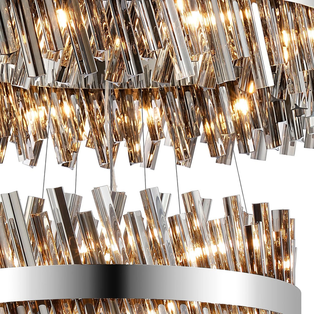 Regent Chatou 4 Tier 58 Light Pendant Light - Polished Nickel / Smoke