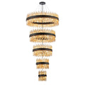 Regent Chatou 5 Tier 90 Light Pendant Light - Satin Black / Amber