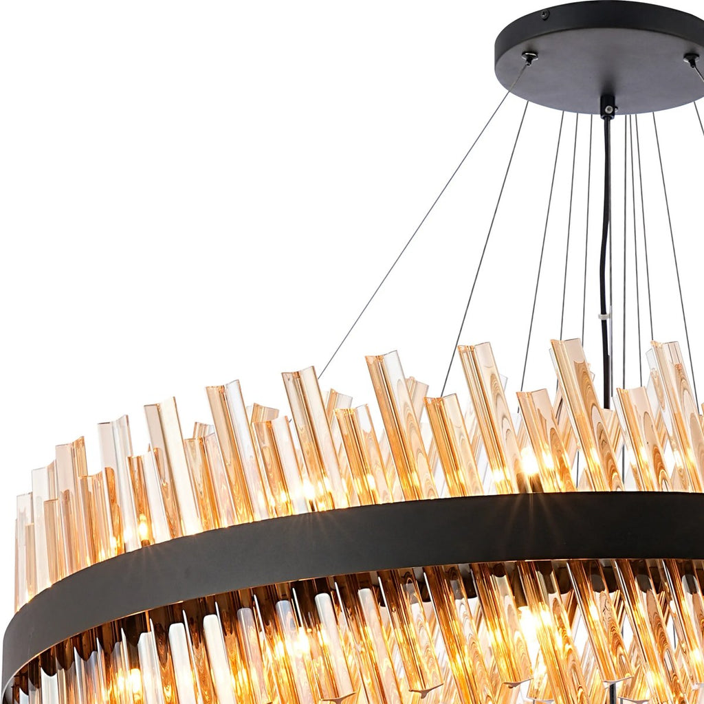 Regent Chatou 5 Tier 90 Light Pendant Light - Satin Black / Amber