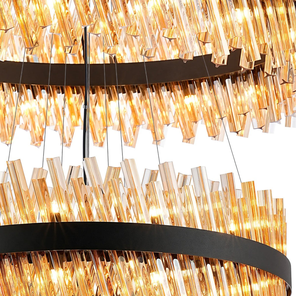 Regent Chatou 5 Tier 90 Light Pendant Light - Satin Black / Amber