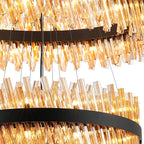 Regent Chatou 5 Tier 90 Light Pendant Light - Satin Black / Amber