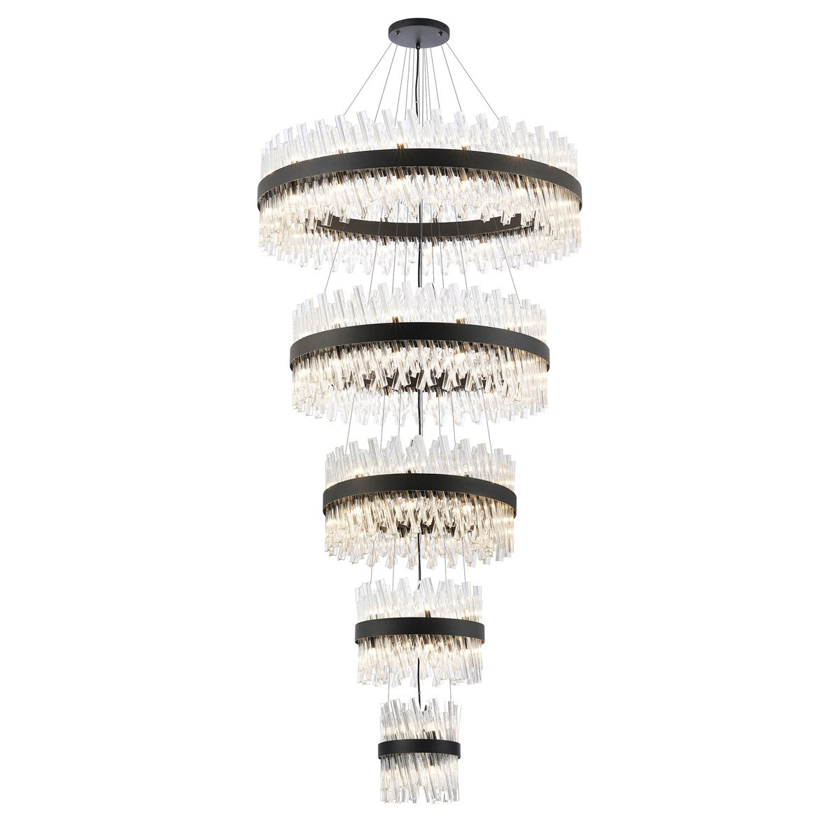 Regent Chatou 5 Tier 90 Light Pendant Light - Satin Black / Clear