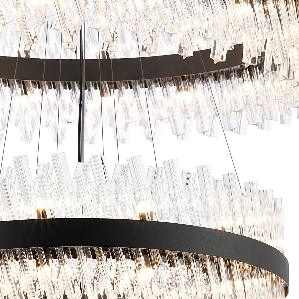 Regent Chatou 5 Tier 90 Light Pendant Light - Satin Black / Clear