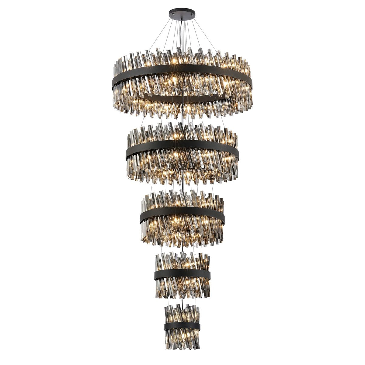 Regent Chatou 5 Tier 90 Light Pendant Light - Satin Black / Smoke