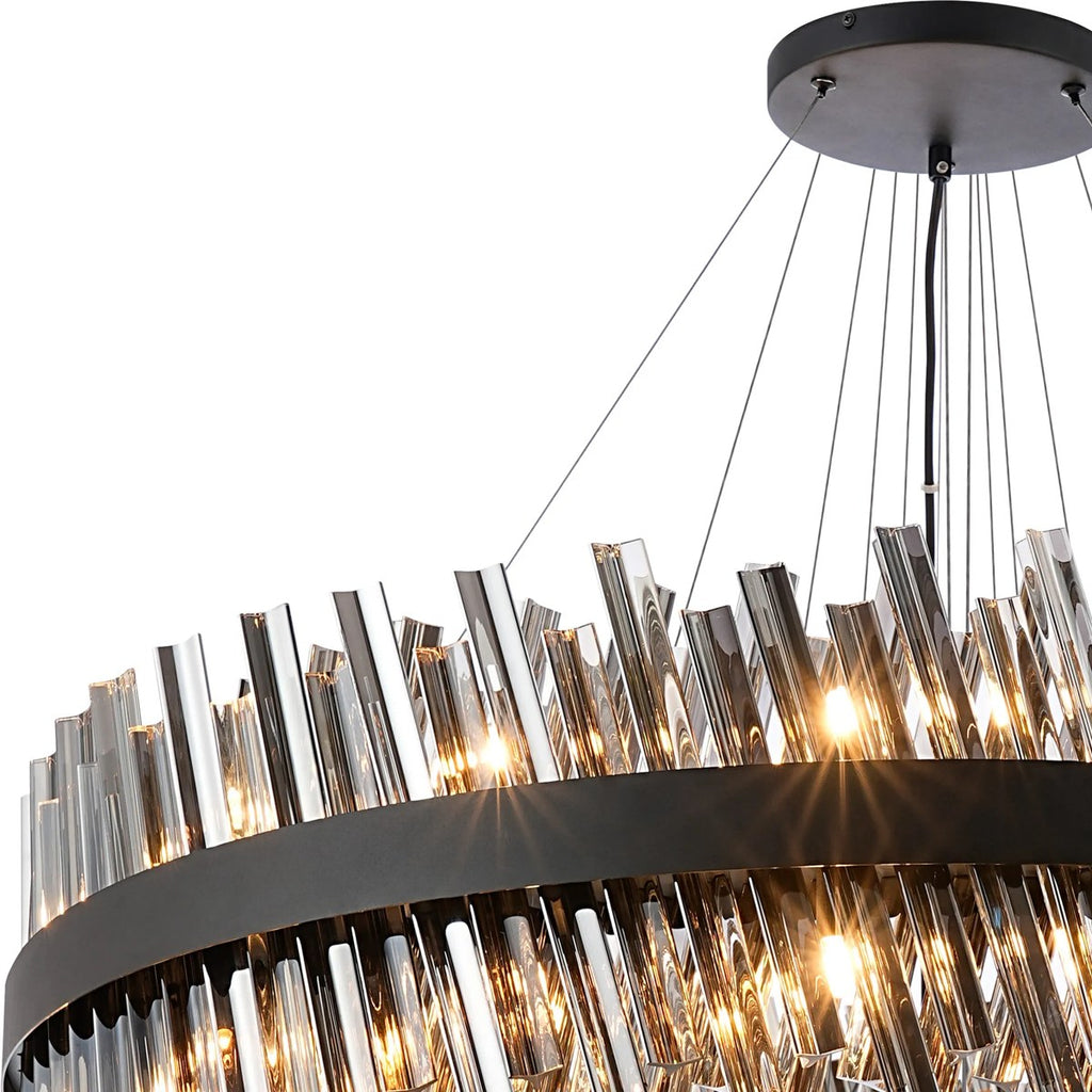 Regent Chatou 5 Tier 90 Light Pendant Light - Satin Black / Smoke