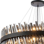Regent Chatou 5 Tier 90 Light Pendant Light - Satin Black / Smoke