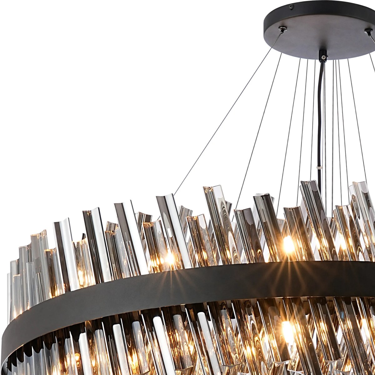 Regent Chatou 5 Tier 90 Light Pendant Light - Satin Black / Smoke