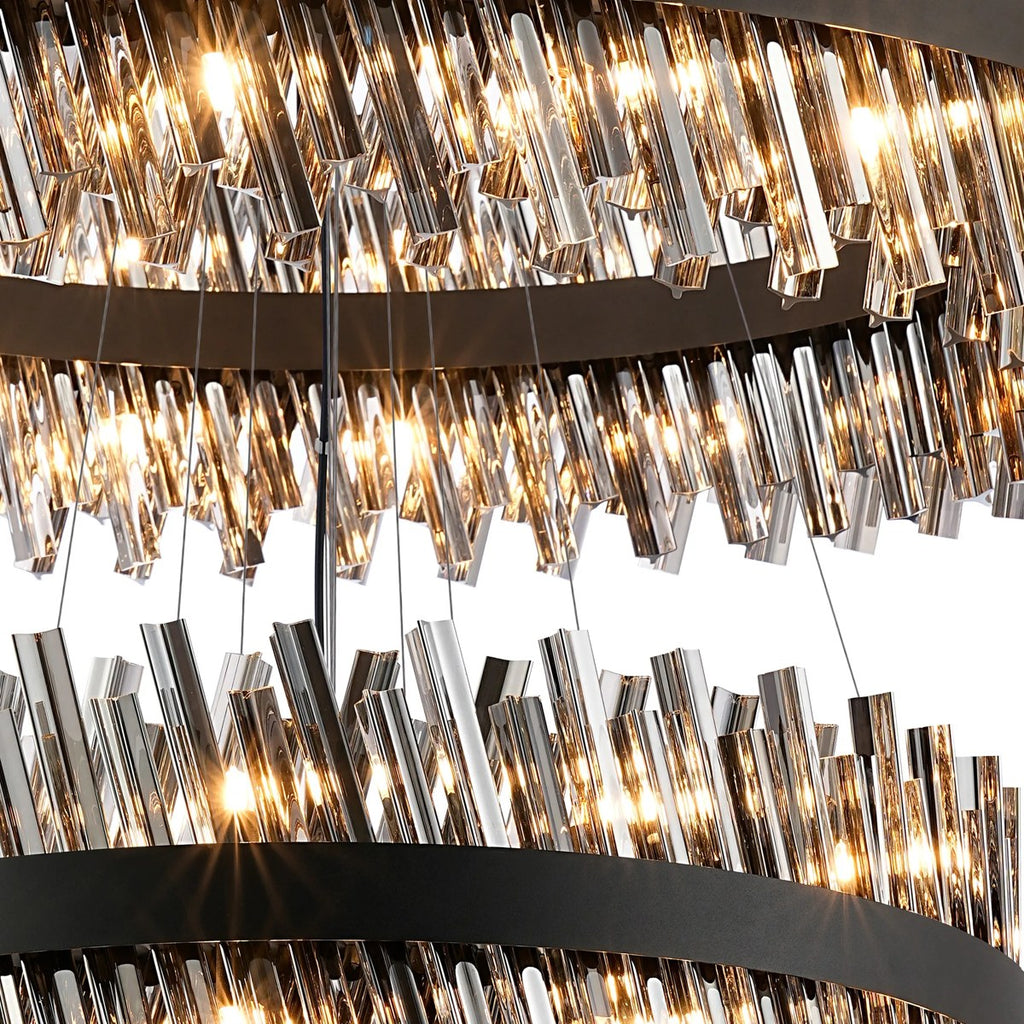 Regent Chatou 5 Tier 90 Light Pendant Light - Satin Black / Smoke