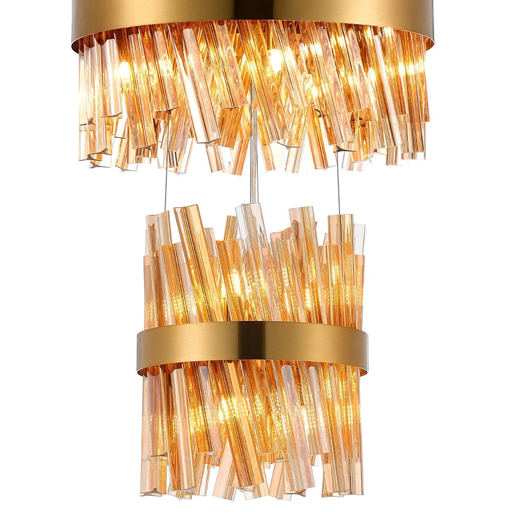 Regent Chatou 5 Tier 90 Light Pendant Light - Brass / Amber