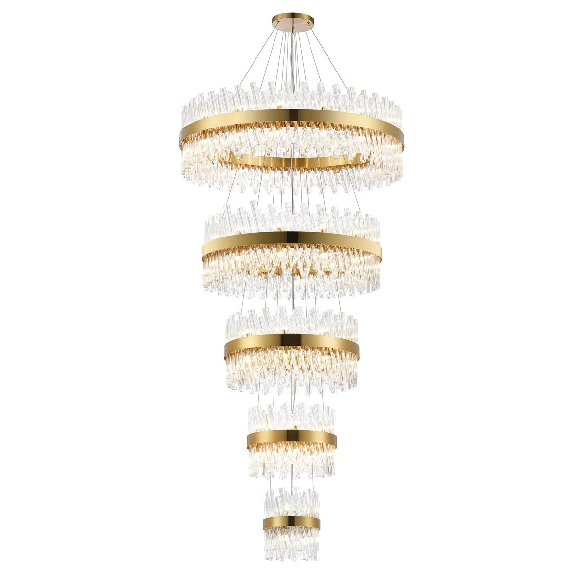 Regent Chatou 5 Tier 90 Light Pendant Light - Brass / Clear