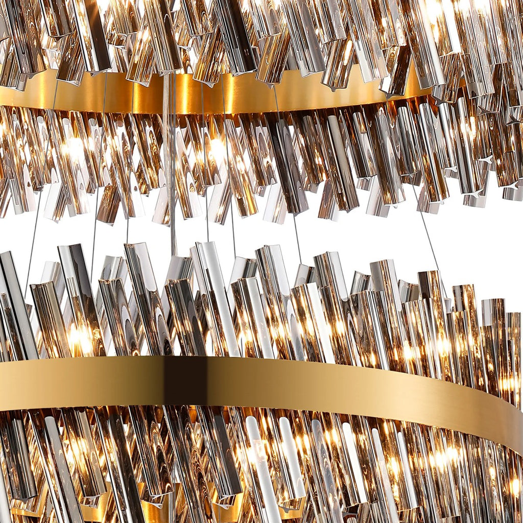Regent Chatou 5 Tier 90 Light Pendant Light - Brass / Smoke