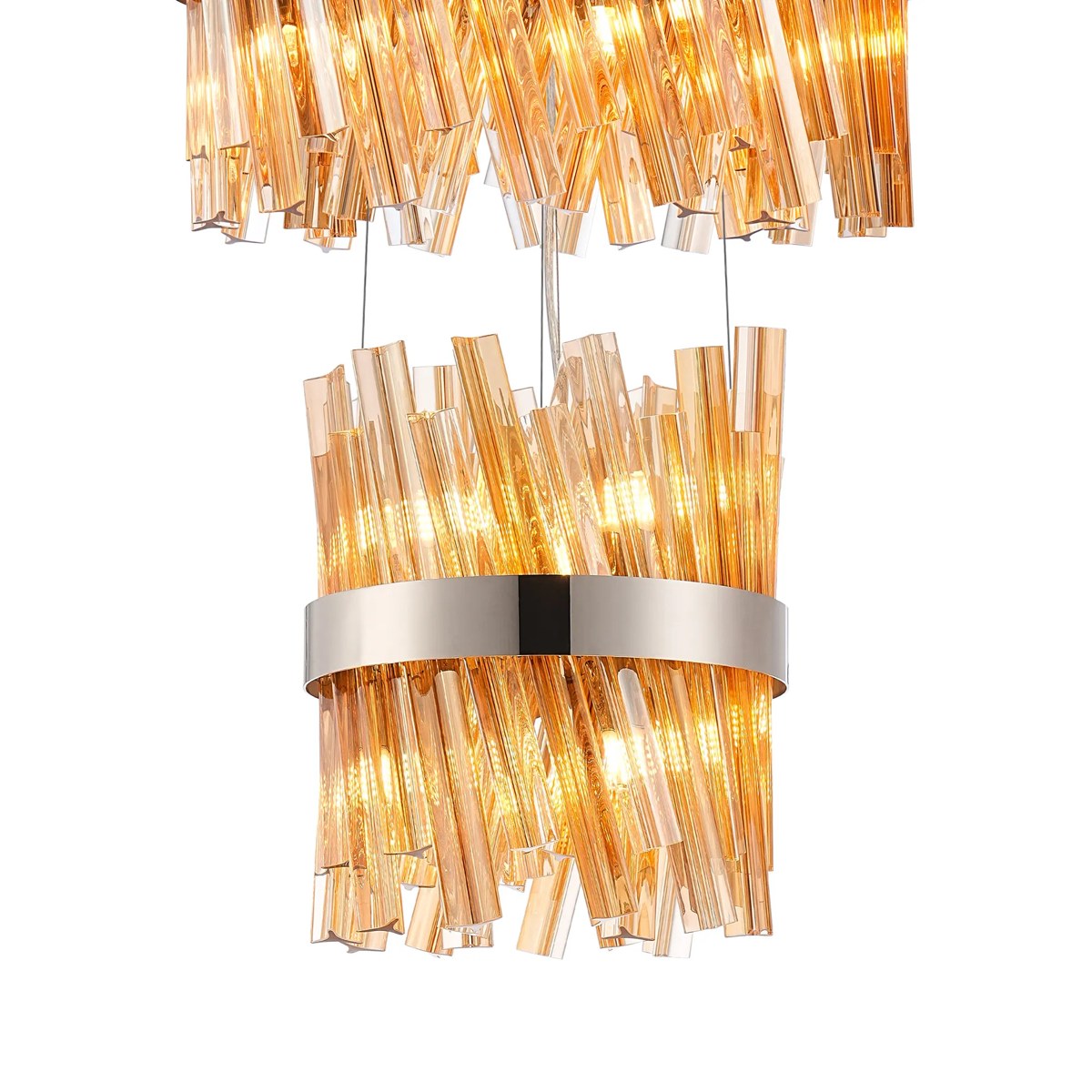 Regent Chatou 5 Tier 90 Light Pendant Light - Polished Nickel / Amber