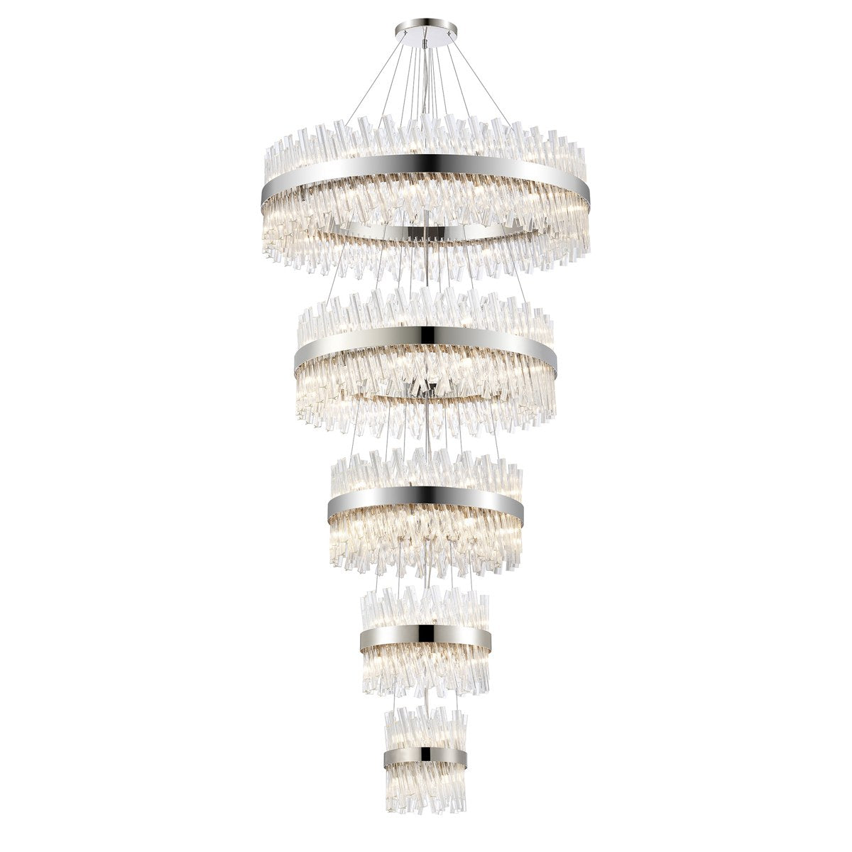 Regent Chatou 5 Tier 90 Light Pendant Light - Polished Nickel / Clear