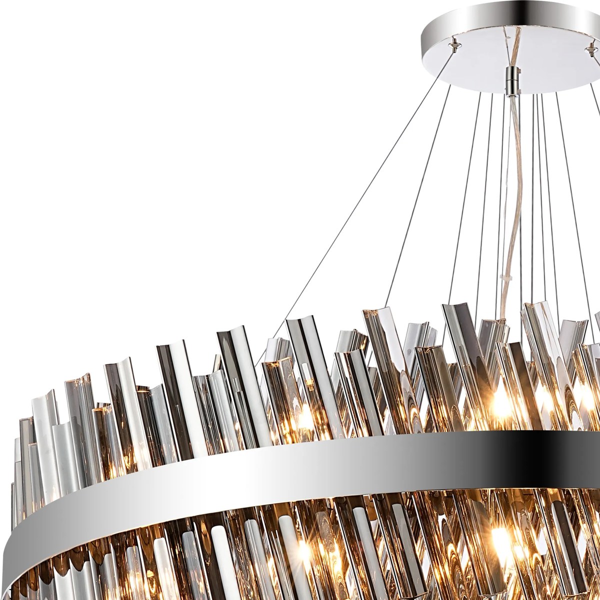 Regent Chatou 5 Tier 90 Light Pendant Light - Polished Nickel / Smoke