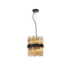 Regent Chatou Round 6 Light Pendant Light - Satin Black / Amber