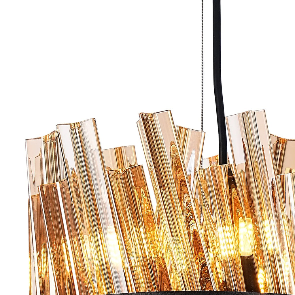 Regent Chatou Round 6 Light Pendant Light - Satin Black / Amber