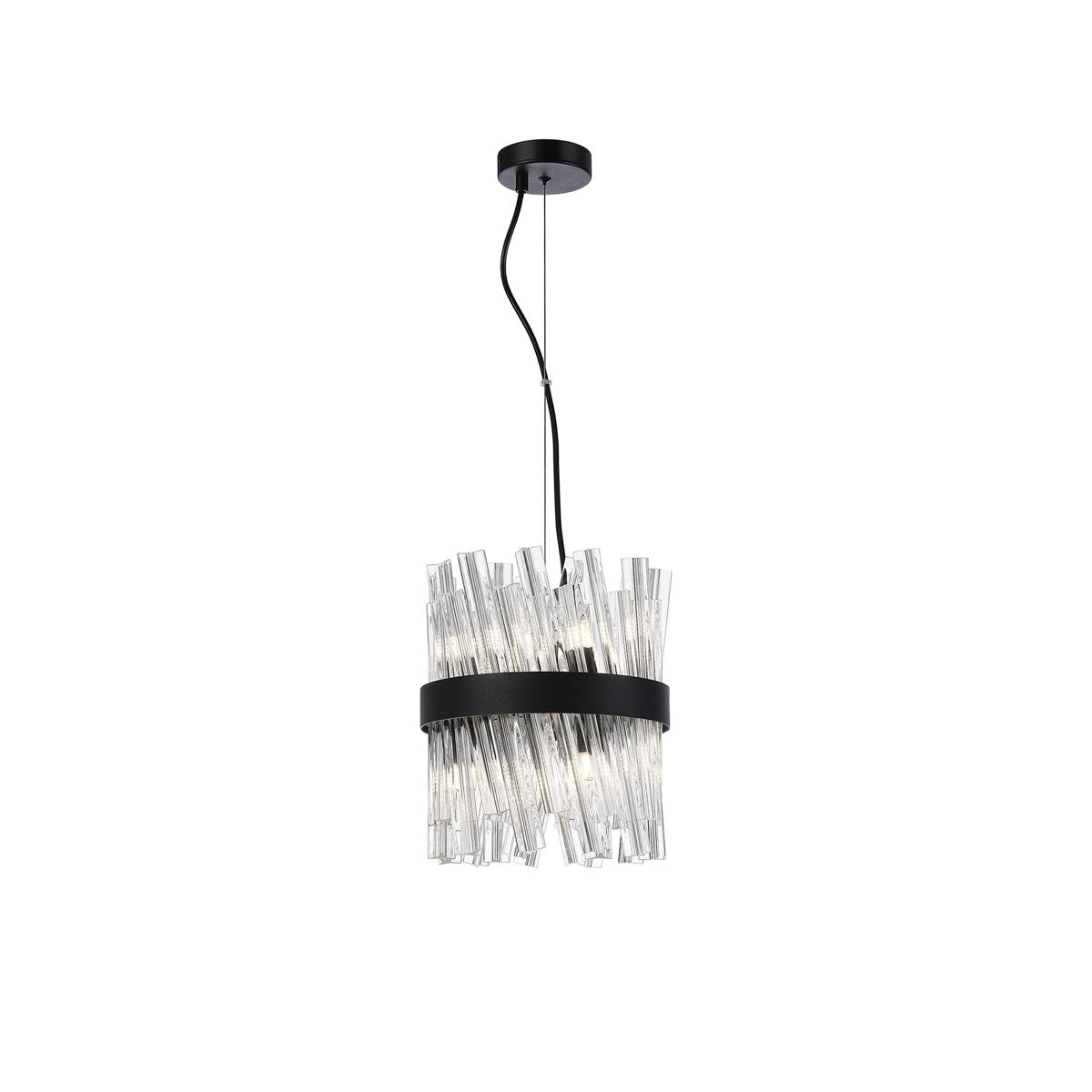 Regent Chatou Round 6 Light Pendant Light - Satin Black / Clear
