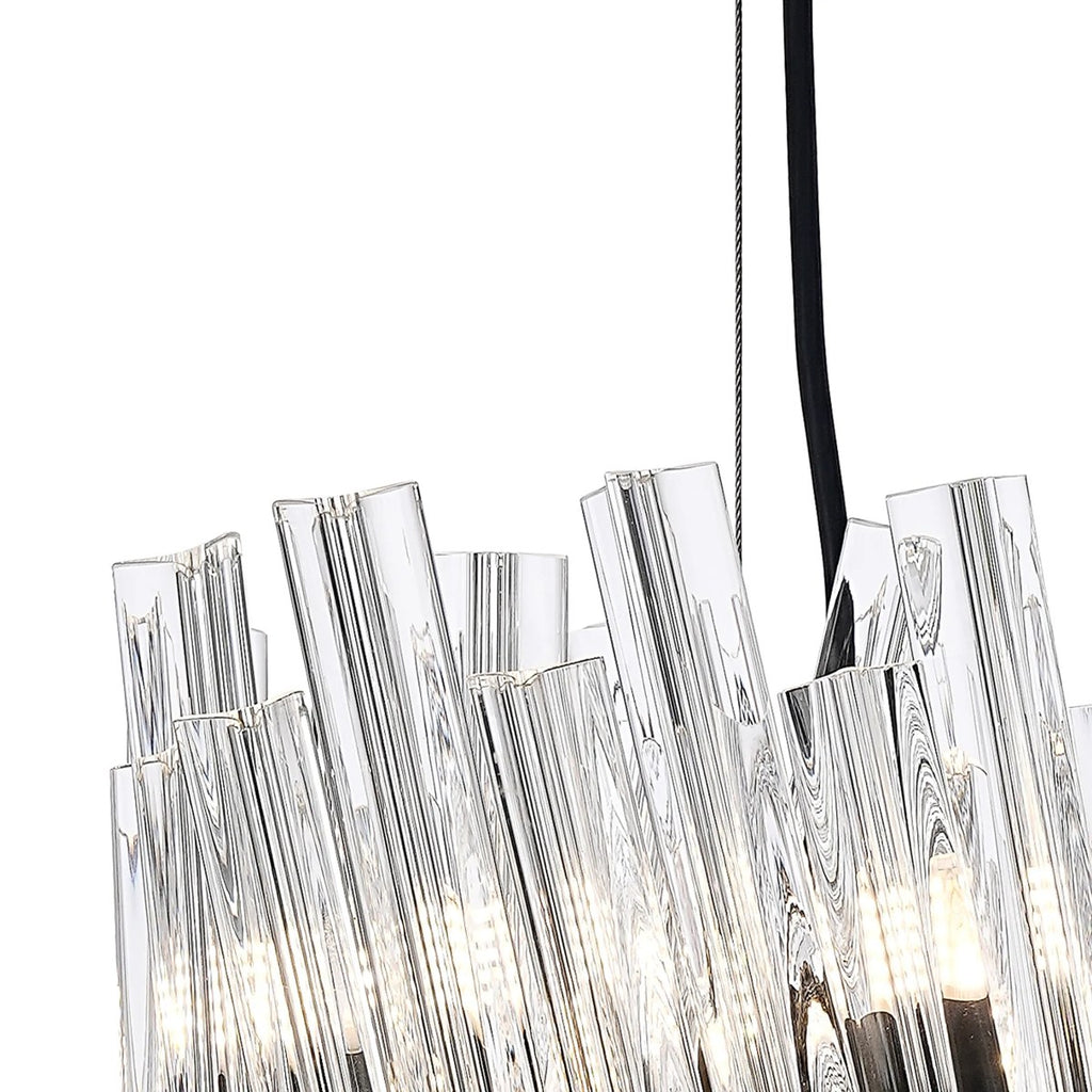 Regent Chatou Round 6 Light Pendant Light - Satin Black / Clear