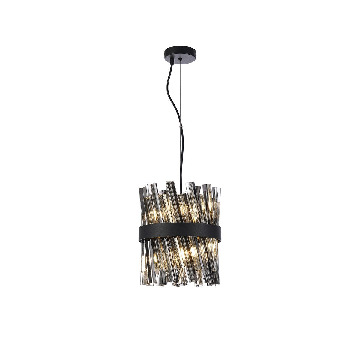 Regent Chatou Round 6 Light Pendant Light - Satin Black / Smoke