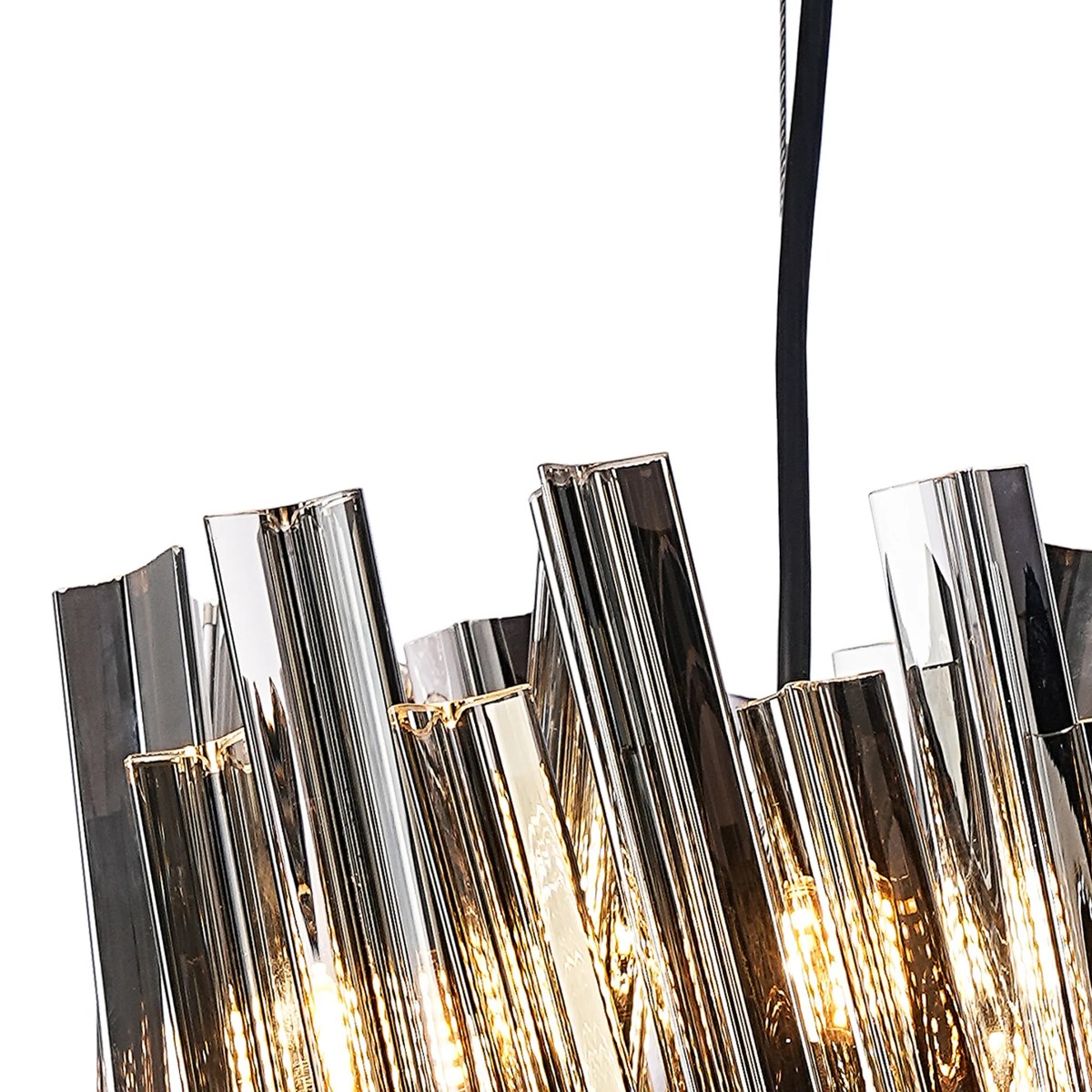 Regent Chatou Round 6 Light Pendant Light - Satin Black / Smoke