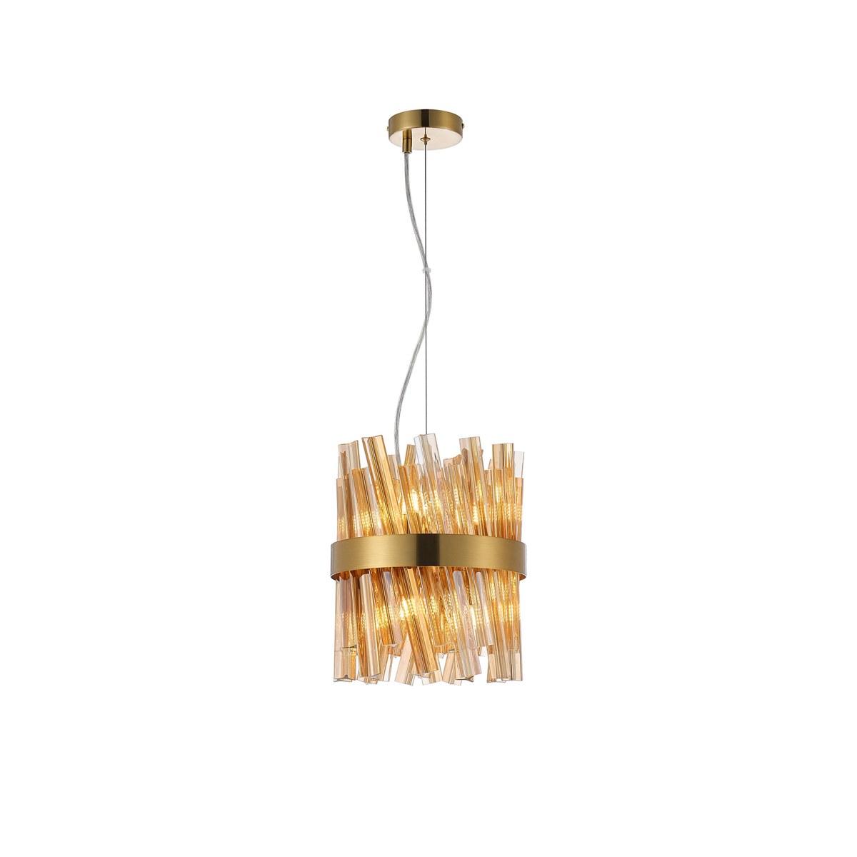 Regent Chatou Round 6 Light Pendant Light - Brass / Amber