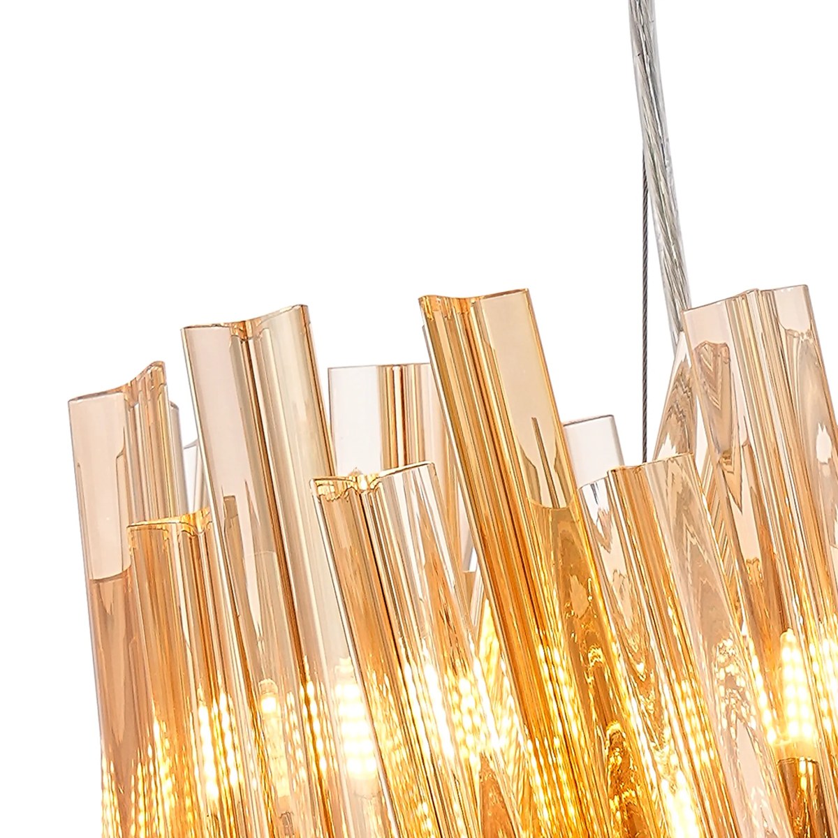 Regent Chatou Round 6 Light Pendant Light - Polished Nickel / Amber