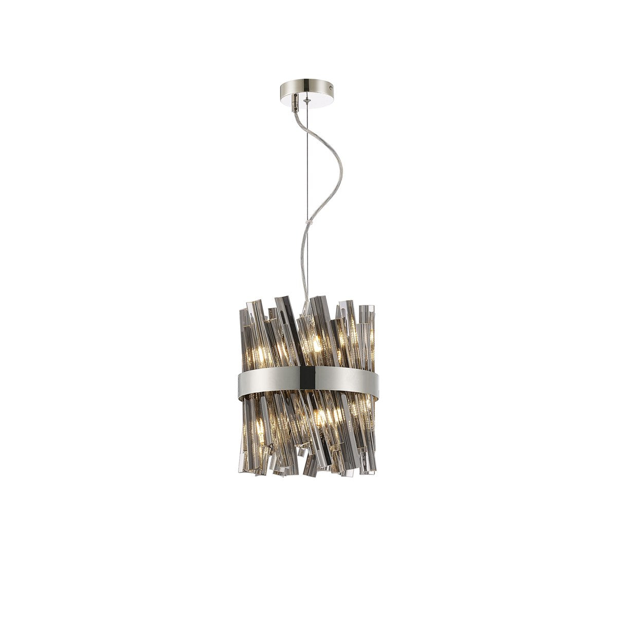 Regent Chatou Round 6 Light Pendant Light - Polished Nickel / Smoke