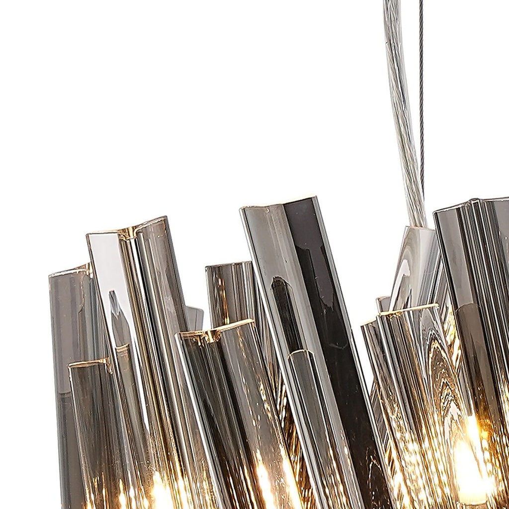 Regent Chatou Round 6 Light Pendant Light - Polished Nickel / Smoke