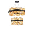 Regent Chatou 2 Tier 60cm + 80cm 42 Light Pendant Light - Satin Black / Amber