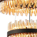 Regent Chatou 2 Tier 60cm + 80cm 42 Light Pendant Light - Satin Black / Amber