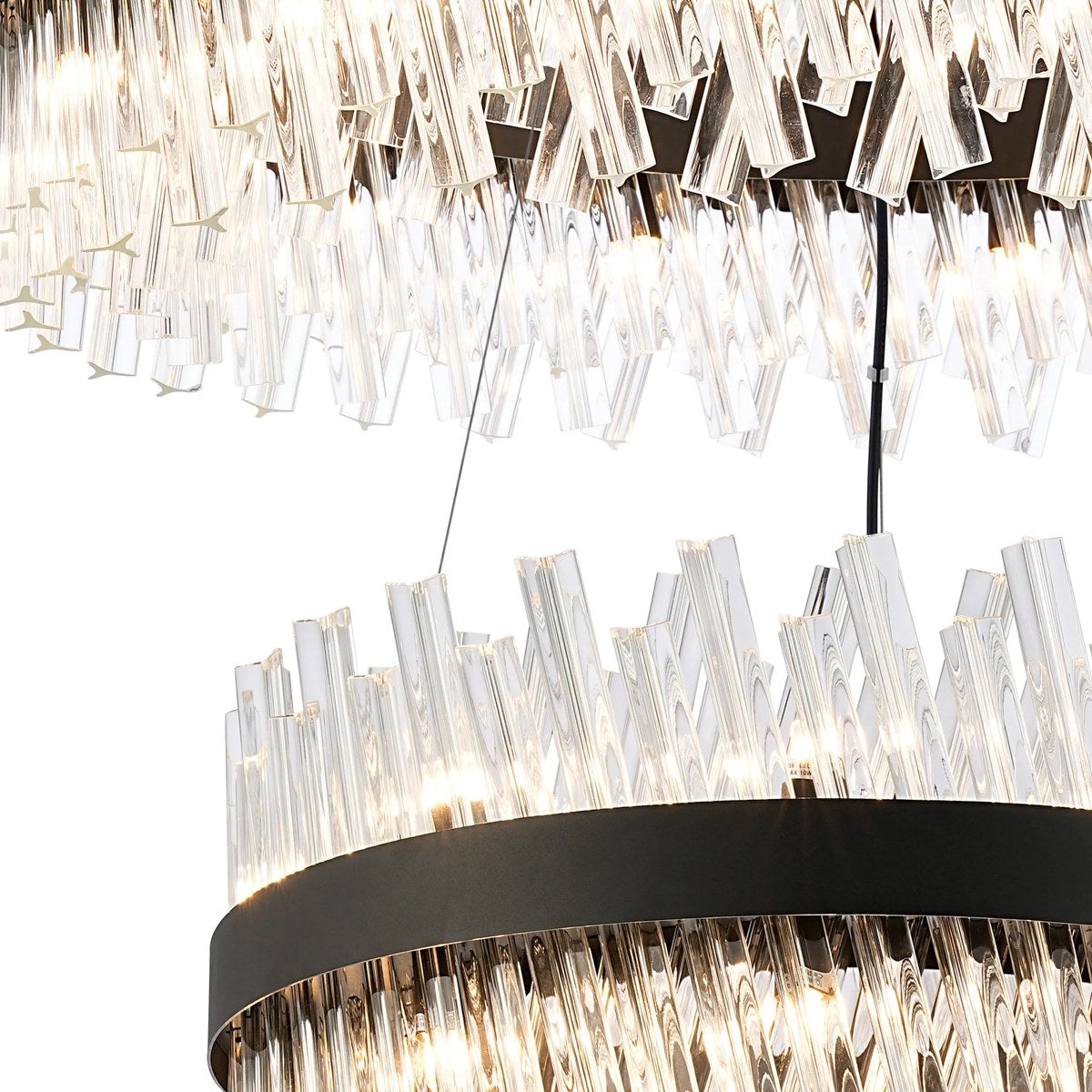 Regent Chatou 2 Tier 60cm + 80cm 42 Light Pendant Light - Satin Black / Clear