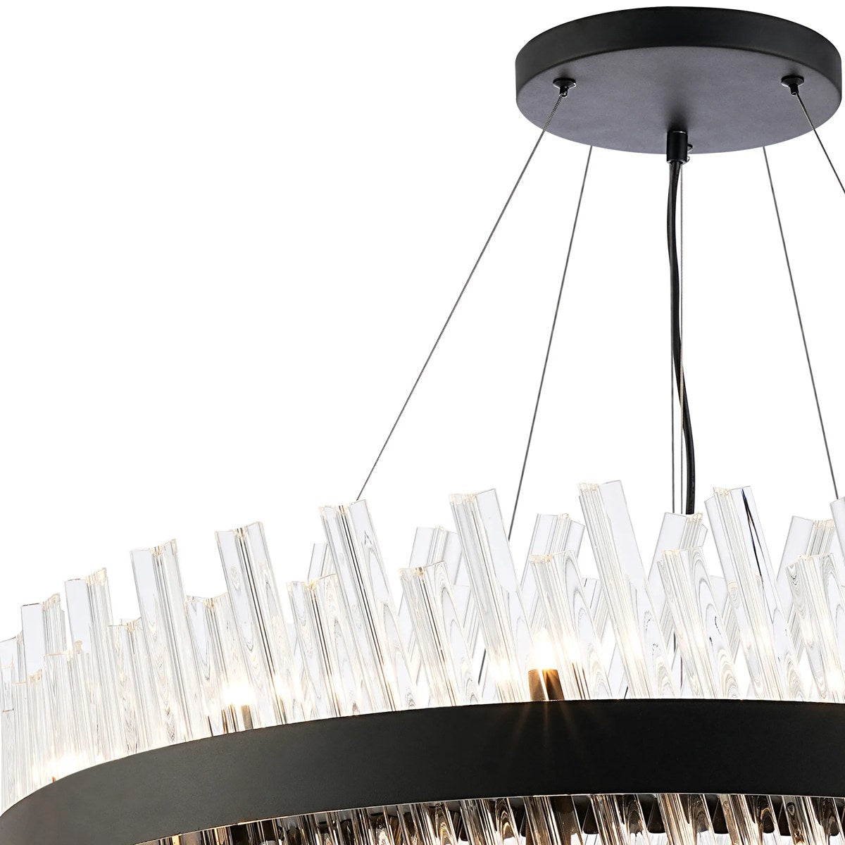 Regent Chatou 2 Tier 60cm + 80cm 42 Light Pendant Light - Satin Black / Clear