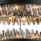Regent Chatou 2 Tier 60cm + 80cm 42 Light Pendant Light - Satin Black / Smoke