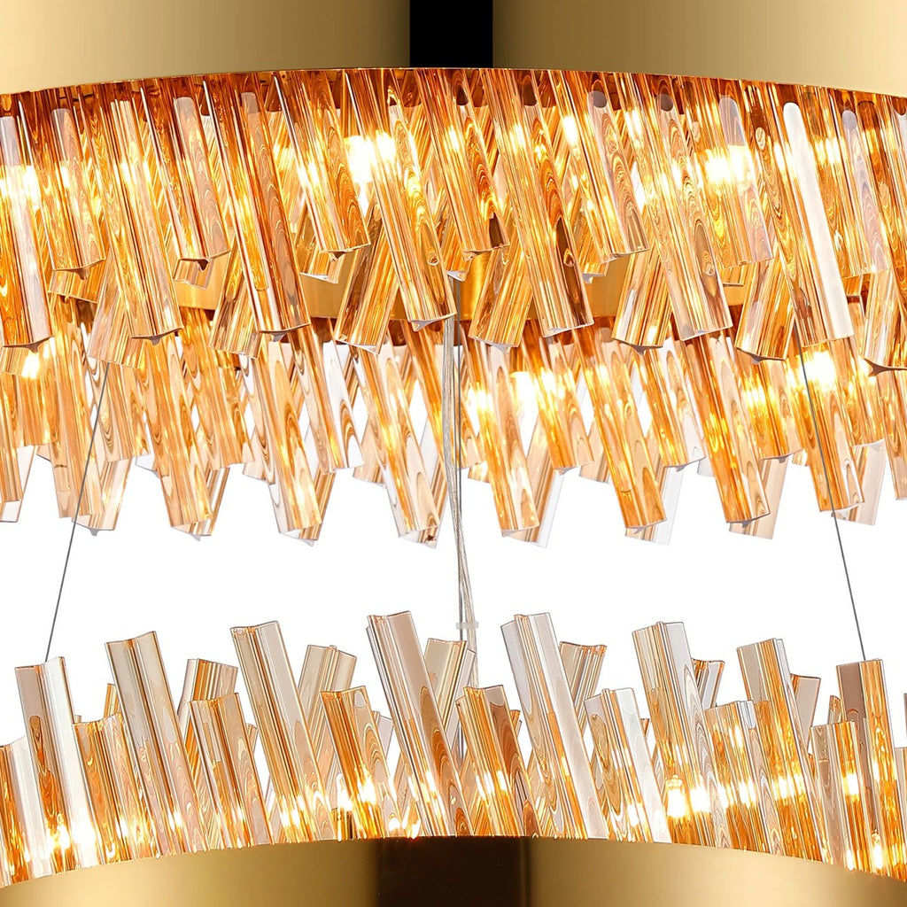 Regent Chatou 2 Tier 60cm + 80cm 42 Light Pendant Light - Brass / Amber