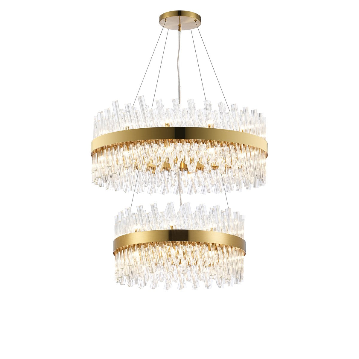 Regent Chatou 2 Tier 60cm + 80cm 42 Light Pendant Light - Brass / Clear