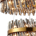 Regent Chatou 2 Tier 60cm + 80cm 42 Light Pendant Light - Brass / Smoke