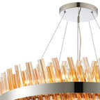 Regent Chatou 2 Tier 60cm + 80cm 42 Light Pendant Light - Polished Nickel / Amber