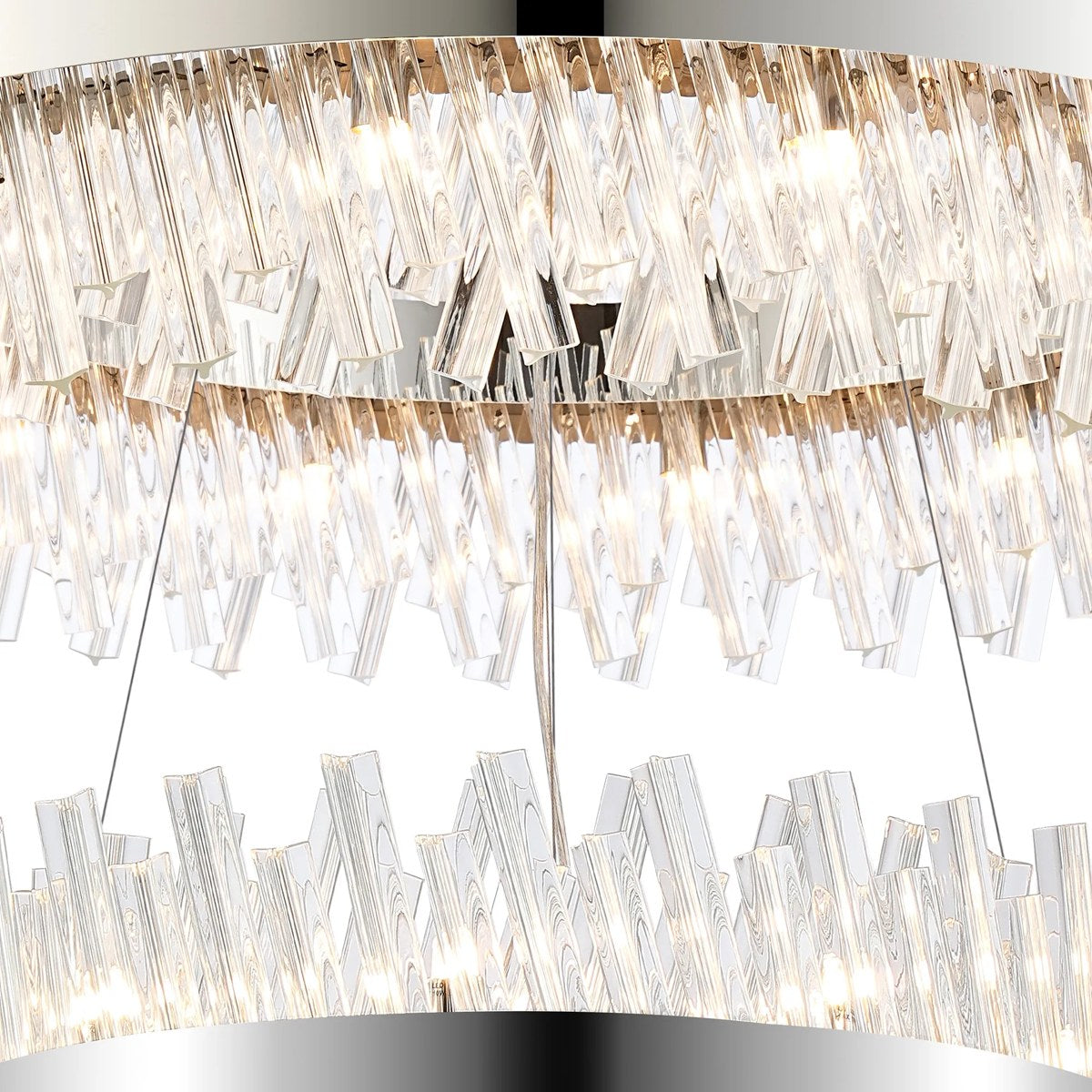 Regent Chatou 2 Tier 60cm + 80cm 42 Light Pendant Light - Polished Nickel / Clear