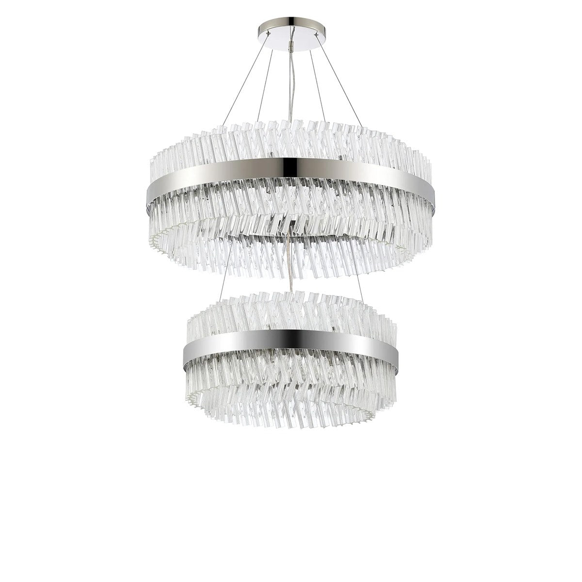Regent Chatou 2 Tier 60cm + 80cm 42 Light Pendant Light - Polished Nickel / Clear
