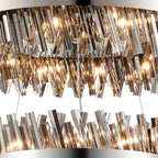 Regent Chatou 2 Tier 60cm + 80cm 42 Light Pendant Light - Polished Nickel / Smoke