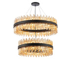 Regent Chatou 2 Tier 80cm + 1m 56 Light Pendant Light - Satin Black / Amber