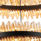 Regent Chatou 2 Tier 80cm + 1m 56 Light Pendant Light - Satin Black / Amber