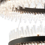 Regent Chatou 2 Tier 80cm + 1m 56 Light Pendant Light - Satin Black / Clear